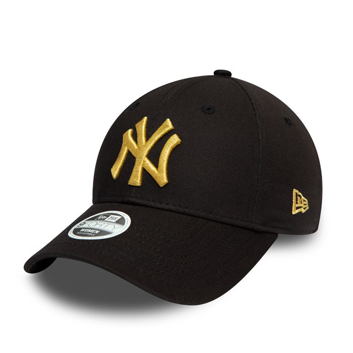 New York Yankees Metallic Naiset 9FORTY Lippis Mustat - New Era Lippikset Tarjota FI-461750